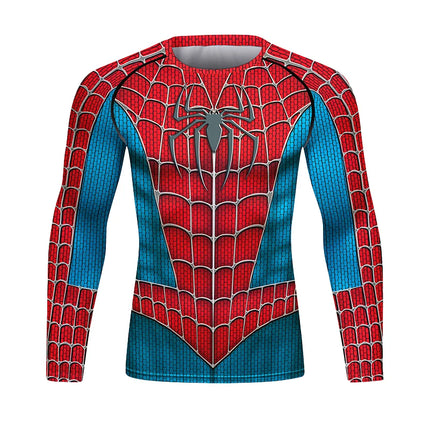 Gym Compression Shirts for Men Long Sleeve Comics Spider Cosplay T-Shirt Marvel Top Elastic Fitness Sportwear Halloween Clothes