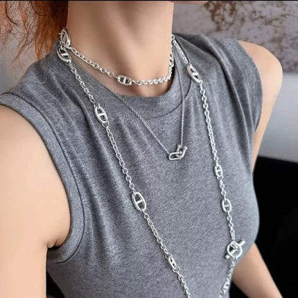 Hot sale 80, 150cm stainless steel couple necklace, multi-functional, fashionable, multi-layer bracelet, same style for men and women
