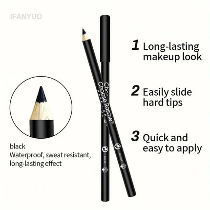 1/3Pc High Pigmented Eyeliner Pencil Black Wooden Eyeliner Eyebrow Pencil Hard Refill Smooth Black Long-Lasting Cosmetics Makeup