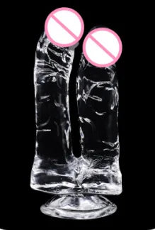 Realistic Double Ended Dildo Sex Toy for Women or Couples Dual Sided Headed Penetration Dong Device with Simulated Penile Sucker