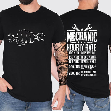 Men's T-Shirt Tops Mechanic Hourly Rate Unique Tee Shirt Male T-shirt Car Fix Engineer Graphic Design T-Shirt Clothing Gift Idea