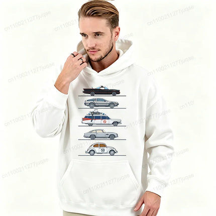 Retro Movie Car Graphic Men's Hooded Hoodies Fleece Hoody Automotive Enthusiast Gift Casual Tracksuits Tops Men Streetwear