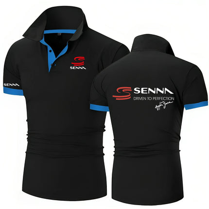 Men Polo Shirt Ayrton Senna Brazilian Formula 1 Legend Polo Shirts Graphic Oversized Breathable Streetwear TShirts S-8XL