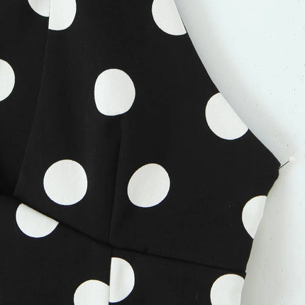 HH Summer Woman Black Polka Dot Backless Bow Decoration Halter Vest Tops Fashion Women Sleeveless Backless Sexy Tops
