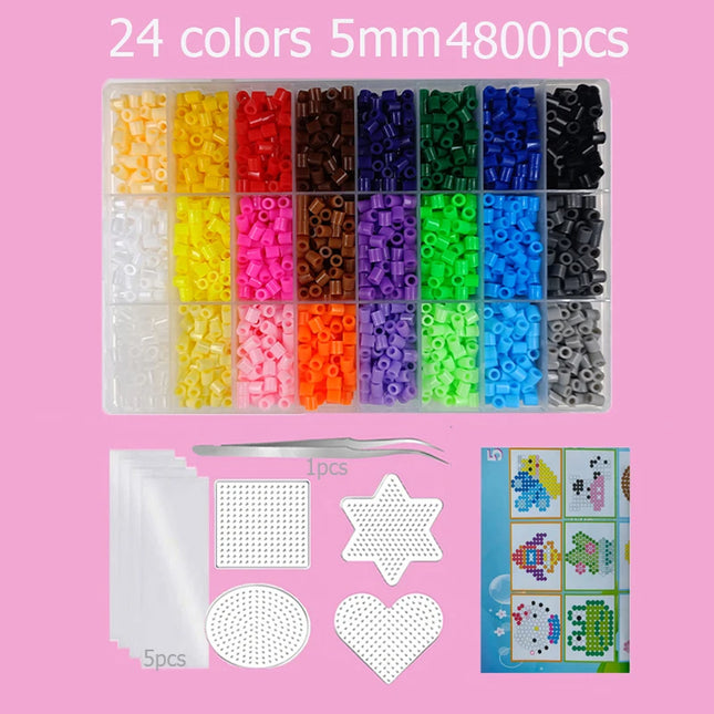 Hama Beads Box Thermal mosaic Iron Educational Beads, Ironing beads Fuse Beads DIY Toy, 24 48 72 Colors 2.6MM 5MM