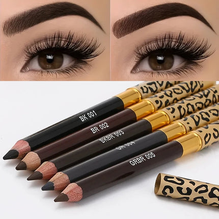 7 Colors Leopard Double Head Eyebrow Pencil Waterproof Long Lasting Brow Definer with Brush Natural Easy To Color Eye Makeup