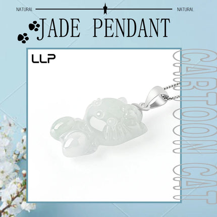 Natural A Cargo Myanmar Jade Cartoon Cat Pendant Official Website Fashion Jewelry Best-Selling Holiday Gift
