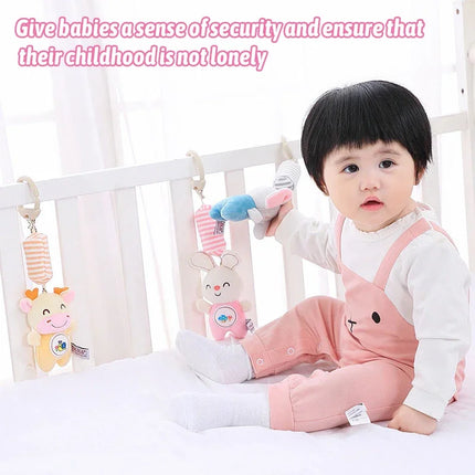 Baby Bed Hanging Drawstring Rattles Mobiles Cartoon Animal Bell Toys Children Early Education Sensory Interaction Plush Toy Gift