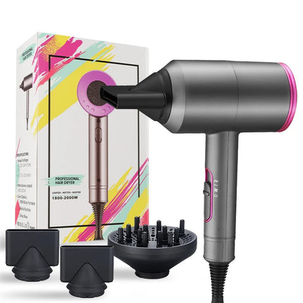 Professional Hair Dryer Strong Wind Hot Air Cold Air Ion Salon HairDryer 1800w Brush  Negative Ion Blow Dryer  with Diffuser