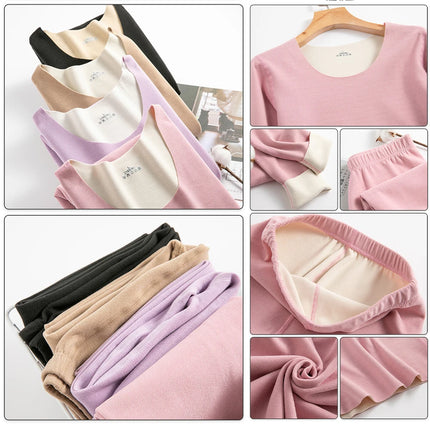 Women's Thermal Underwear Men Double-sided Fleece Seamless Thermos Clothing Warm Lingerie Suit Winter Clothes Women 2 Piece Sets