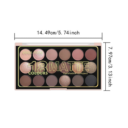18Color Eyeshadow Palette Pearlescent Matte Fine Shimmer Glitter Earth Tones Long Lasting High Performance Beauty Makeup