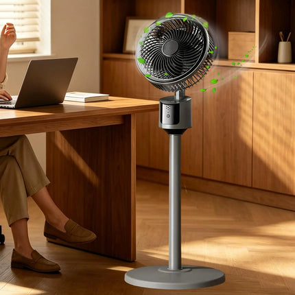 Floor Fan Quiet 3-Speed Standing Cooling Fan USB Home Air Circulation Adjustable Height for Bedroom Office Dorm Room