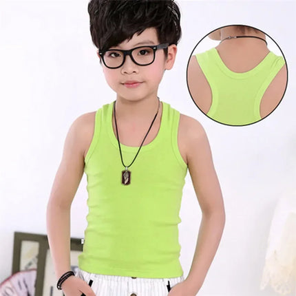 Children's Vests T-shirts Summer Boys Girls Cotton Sports Tops Waistcoat Solid Color Casual Kids Vest