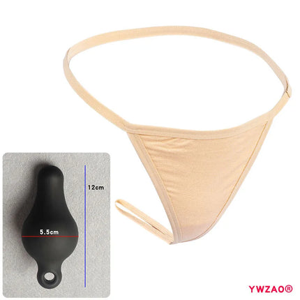 YWZAO Skin-toned Underwear Lingerie Erotic Dildo Ass Butt Anal Anus Thong Panties Plug Fisting Invisible Ladies Toys Adult N26