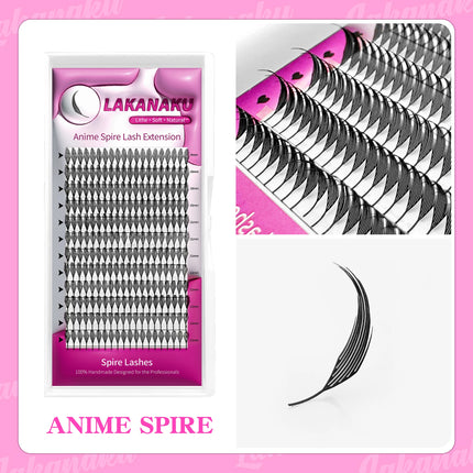 LAKANAKU New Arrival Narrow Spire Lashes Feather Individual Eyelash Extensions C D Cashmere Volume Premade Spikes Eyelashes