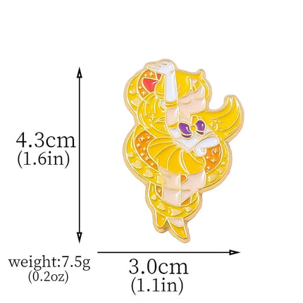 Anime Cartoon Moon Tsukino Usagi Enamel Keychain Necklace for Women Girl Magic Brooch Aino Minako Pin Cosplay Jewelry Gift