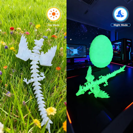 3D Printed Dragon Colorful Gem Dragon Figurines Movable Joint Rotatable Articulated Dragon Crafts Desktop Western Action Figure