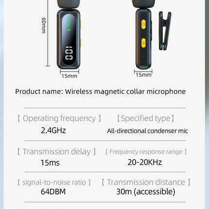 New Wireless Lavalier Microphone Video Recording Recording Podcast Noise Reduction mic  Live Gaming Phone  Android PC Mini Mic