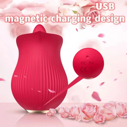1pc Rose Vibrator Toy Female, Rose Sex Toys for Women, Blowjob Tongue Clitoral Stimulator Toys with 12 Modes for Women Masturbation, Clitoral Stimulator for Women Pleasure, Adult Sex Toys