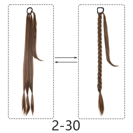 Synthetic Braided Ponytail Extensions Black Natural Hairpiece Long Pony Tail with Hair Tie Rubber Band Hair Blonde for Women