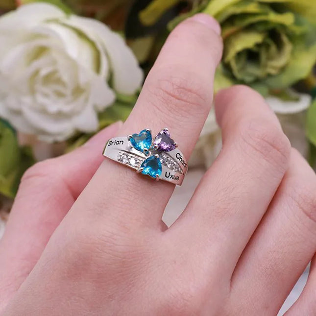 Personalized 1-8 Birthstone Rings Family Mothers Cubic Zirconia Ring Custom Engraved Name Rings Jewelry for Women Grandma Couple