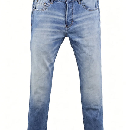 6058 Four Seasons New Men's Wash Grinding Hole Patch Paint Splash Ink Micro-bullet Leg Grey Jeans for Men