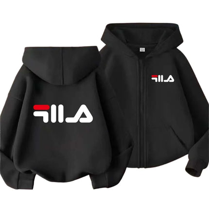 Kids Trend Letter Print Spring Autumn Simple Casual Zipper Hooded Sweatershirts 2-13 Years Boys Girls Streetwear Top Clothes