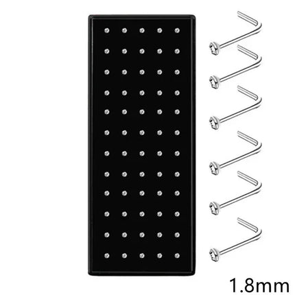 Fashion Crystal Stainless Steel Nose Stud Piercing for Women Hypoallergenic 1.8mm Nose Ring Straight/L/Screw Shaped Body Jewelry