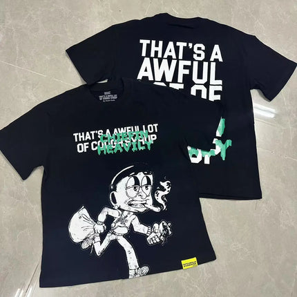 That's A Awful Lot of Cough Syrup Short Sleeve American Street Pop Hip-hop Cartoon Pattern Print Tops COUGH SYRUP T-shirt