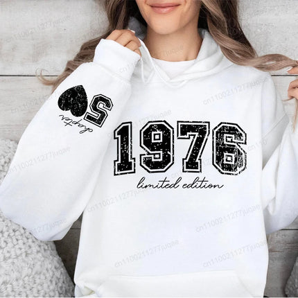 50th Birthday Men Hooded Hoodies Personalized Limited Edition 1976 Print Fashion Hoodie Sweatshirt Hip Hop Casual Unisex Clothes