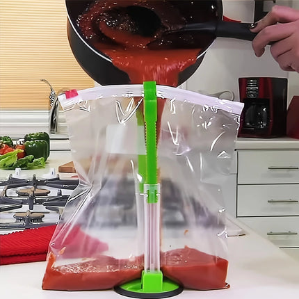 Zipper Bag Holder Plastic Adjustable NonSlip Hands-Free Baggy Rack Kitchen Gadget for Food Prep Freezer Bag Holder Stand Storage