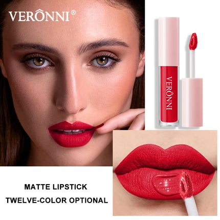 12 Color Non-stick cup Velvet Satin Gloss Lip glaze Mist Liquid matte lipstick Waterproof long-lasting color liquid