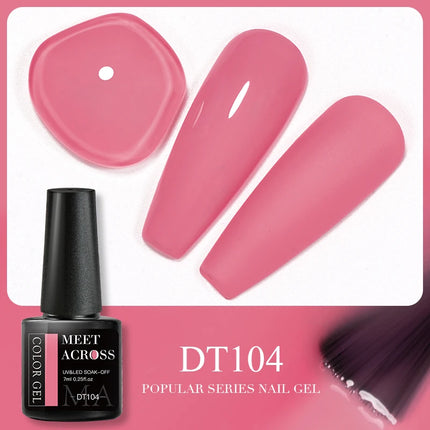 MEET ACROSS 5ml Pink Dried Flower Gel Nail Polish Natural Flower Fairy Nail Art Gel Soak Off UV LED Painting Varnishes For Nails