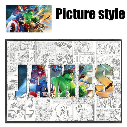 Personalised Custom NAME Word Art Print Marvel Superhero Character Posters Avenger Canvas Painting Wall Art Customize Home Decor
