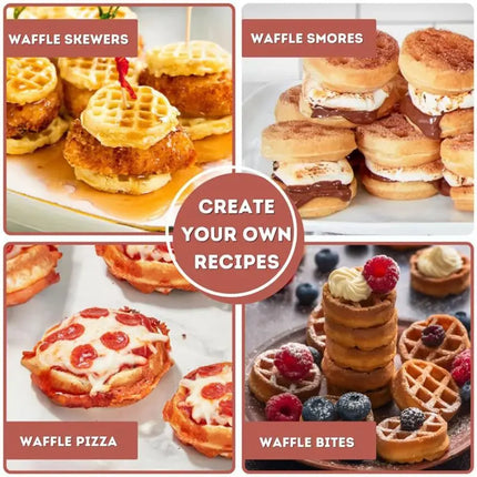 [NEW!N92R】 Nonstick Waffle Iron With Quick Heat-Up 16 Waffle Molds Multi-Waffles Maker Mini Waffle Maker EU Plug