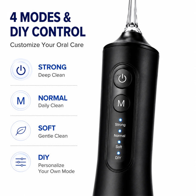 Dr Yadent Water Flosser Oral Irrigator for Adults IPX7 300mL Portable Dental Cleaner with 4 Modes 7 Nozzles Type-C Oral Care