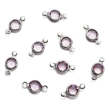 10pcs/lot Stainless Steel Crystal Round Double Ring Pendants for DIY Bracelet Necklace Beads Jewelry Making Accessories