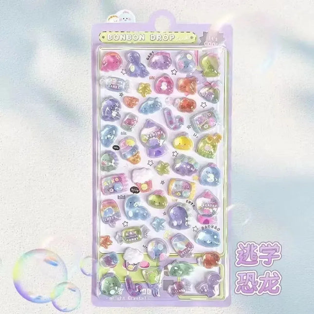 Cartoon ￥3D Relief Drop Stickers Cute Animals Candy Ghost Scrapbooking Diy Journal Stationery Sticker Deco School Office Supplie