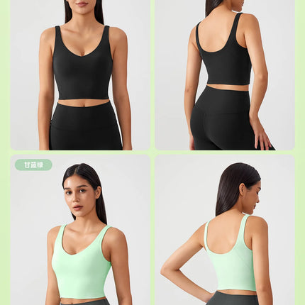 Sports Bra for Women Yoga Top Fixed Chest Pad Gym Vest Shock-proof Workout Tops Yoga Clothes U-shaped Back Fitness Crop Top