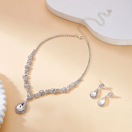 Luxury Bridal Pearl Jewelry Sets for Women Silver Color Crystal Leaf Necklace Earrings Wedding Prom Party Accessories 2026 Trend