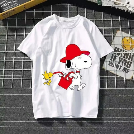 2025 New Summer Snoopy T Shirt Cartoon Short Sleeved Tees Tops Harajuku T-shirt Women Streetwear Pullover Clothes Men's Clothing