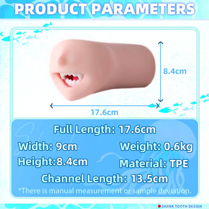 YUU Sea Predator Mouth Male Masturbator Real Mouth Deep Throat Pocket Pussy Blowjob with Fangs Tongue Masturbation Toys Oral Sex