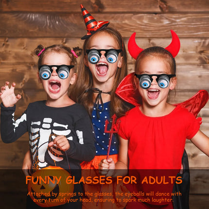 Horror Eyeball Glasses Funny Novelty Spring Attached Dancing Eyes for Adults Kids Halloween Costume Party Favor Prank Gag Gift