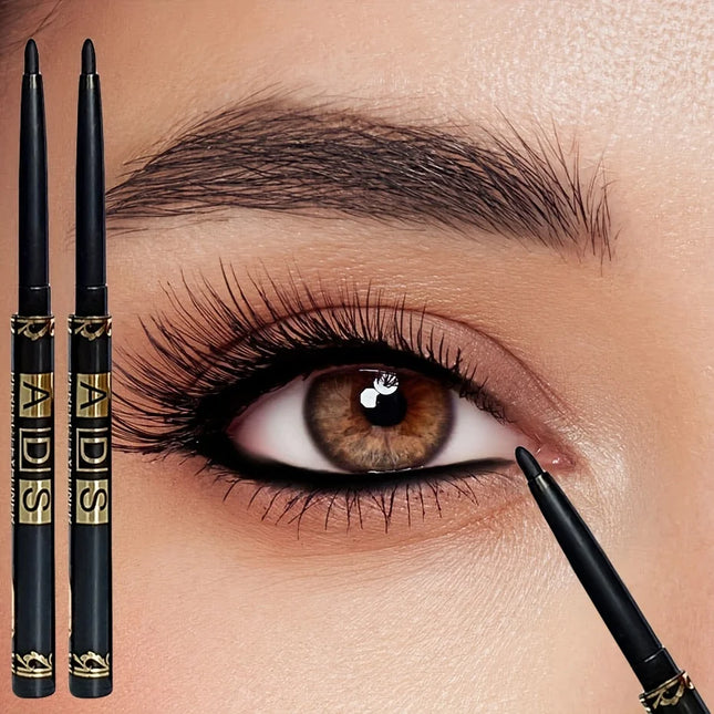 2pcs Black Eyeliner Pencils - Waterproof, Sweatproof, Smudge-Proof, Easy to Rotate for Perfect Eye Makeup