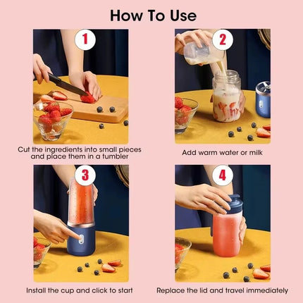 Portable Fruit Juice Blenders Summer Personal Electric Mini Bottle Home Usb 6 Blades Double Cup Juicer Machine For Kitchen
