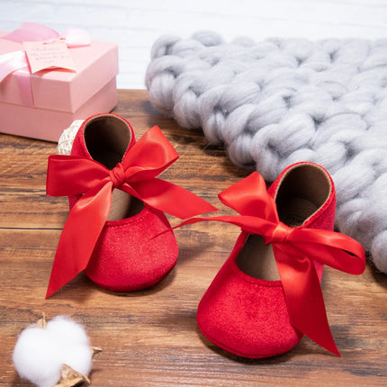 Infant Girl Princess Cute Bow Fringe Shoes Toddler Soft Rubber Sole Anti-Slip Footwear Crib First Walk Shoes 0-18 Months