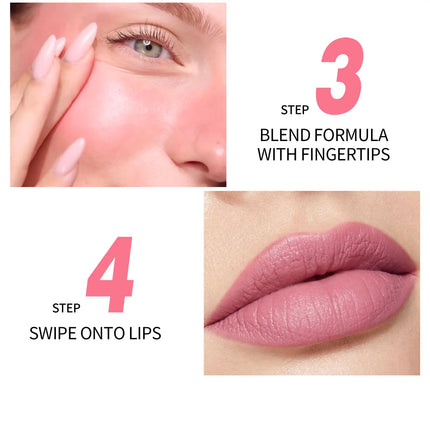 HANDAIYAN 5-Color Matte Pink Pebble Blush Waterproof & Sweat-Resistant Easy Application Dual-Use for Lips & Cheeks