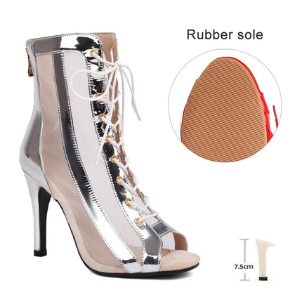 Women's Latin Salsa Dance Jazz Dance Shoes Girls Ballroom Dance Club Short Boots Ladies Lace-Up Fashion Fine Sand Dance Boots