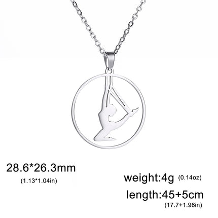 Unift Stainless Steel Sport Women Necklace Runner Rhythmic Gymnastics  Silhouette Pendant Fashion Birthday Jewelry Wholesale