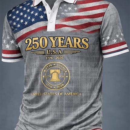 Men Women USA 250 Statue Of Liberty Print Couple Polo Shirt American Flag Patriotic Casual Sportswear For Independence Day Polo